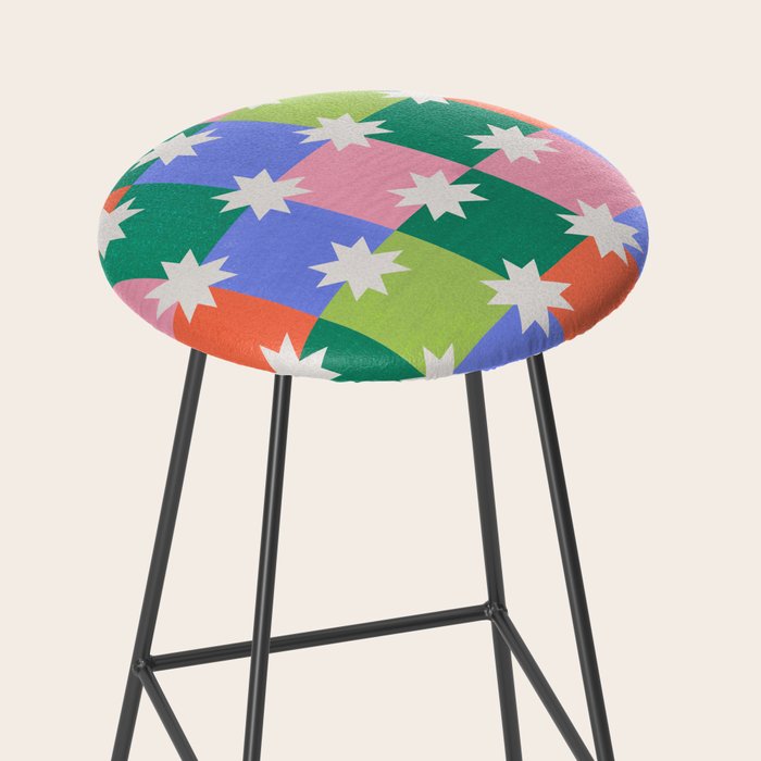 Checkered holiday pattern with stars Stool Gallery Image 2