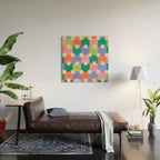 Checkered holiday pattern with stars Wood Wall Art Gallery Image 2