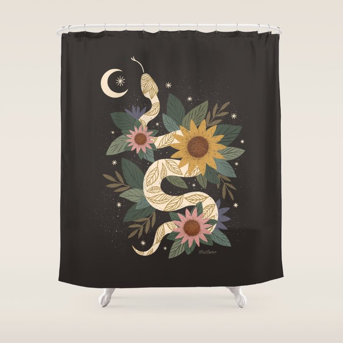 Year of the Snake 2025 - Black Shower Curtain Gallery Image 1