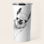 Sneaky Llama Black and White Travel Mug Gallery Image 1