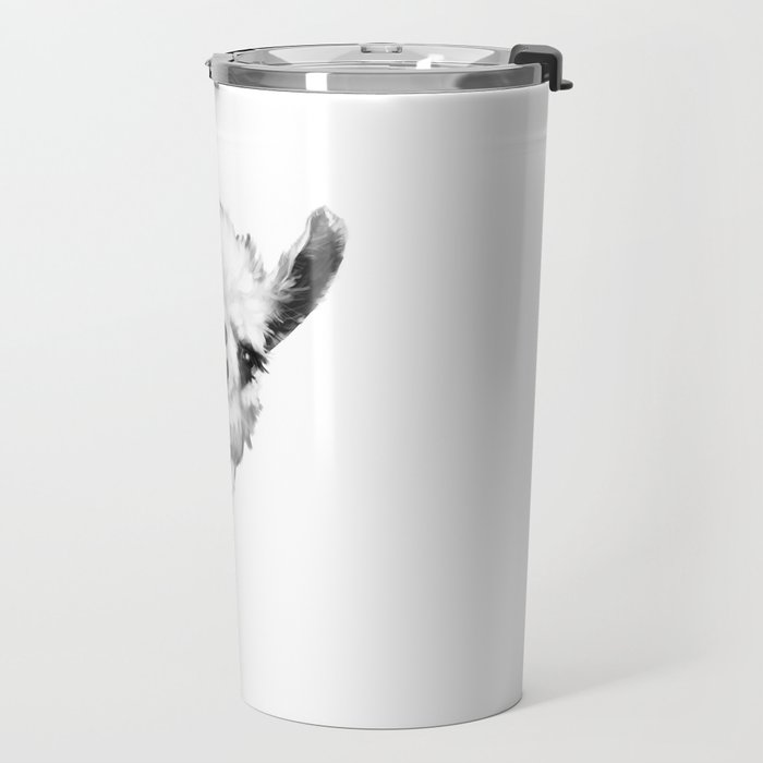 Sneaky Llama Black and White Travel Mug Gallery Image 2