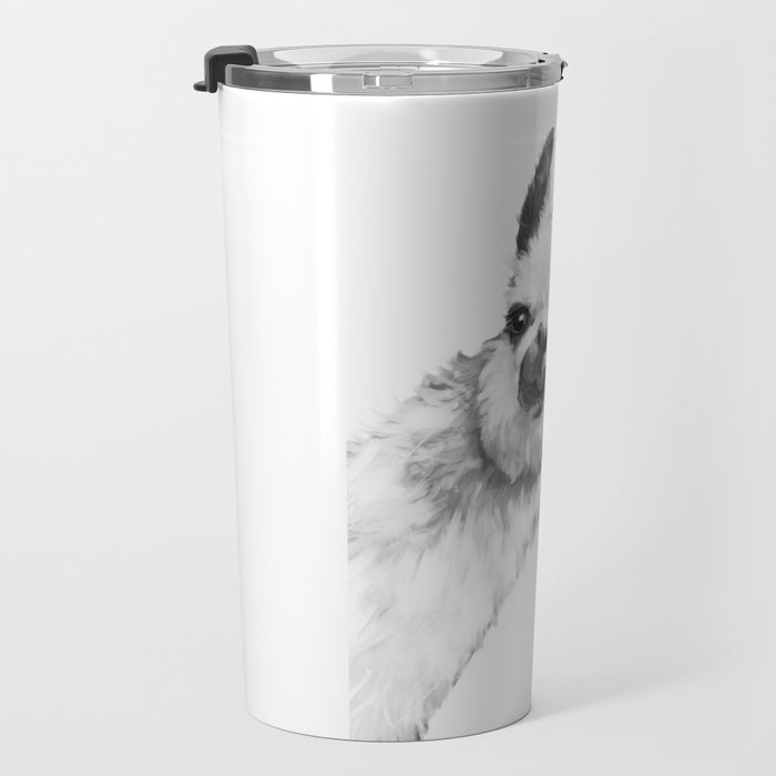 Sneaky Llama Black and White Travel Mug Gallery Image 3