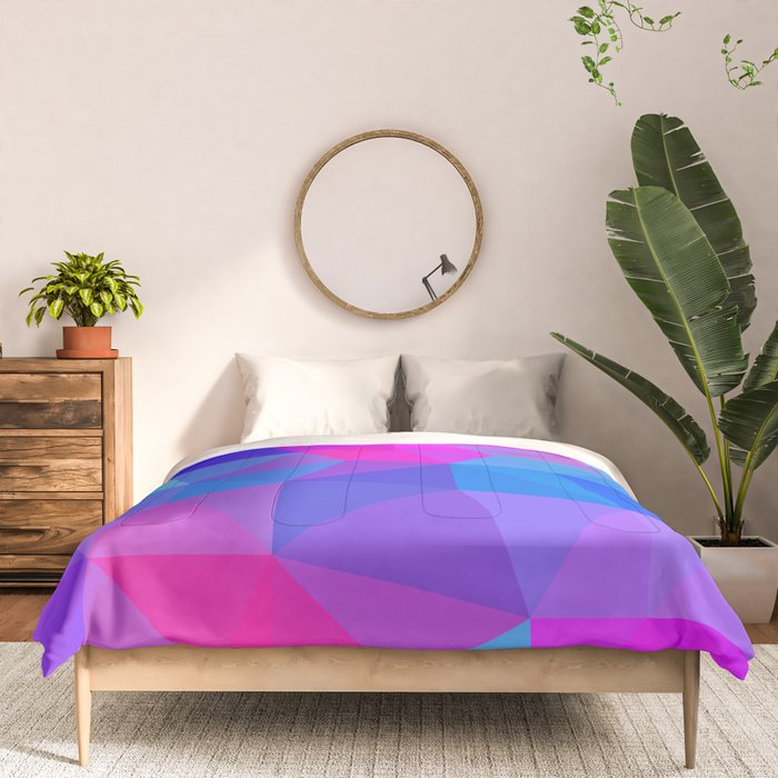 Magenta Blacklight Low Poly Comforter Gallery Image 3