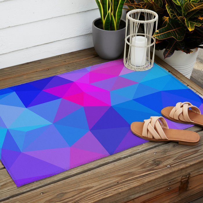 Magenta Blacklight Low Poly Outdoor Rug Gallery Image 2