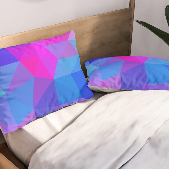 Magenta Blacklight Low Poly Pillow Sham Gallery Image 2