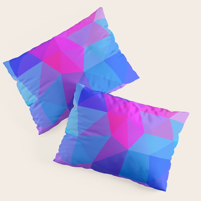Magenta Blacklight Low Poly Pillow Sham Gallery Image 3