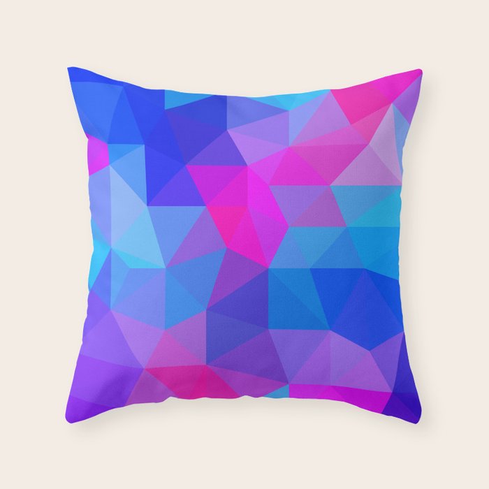 Magenta Blacklight Low Poly Throw Pillow Gallery Image 6