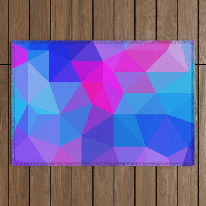 Magenta Blacklight Low Poly Outdoor Rug Gallery Image 1