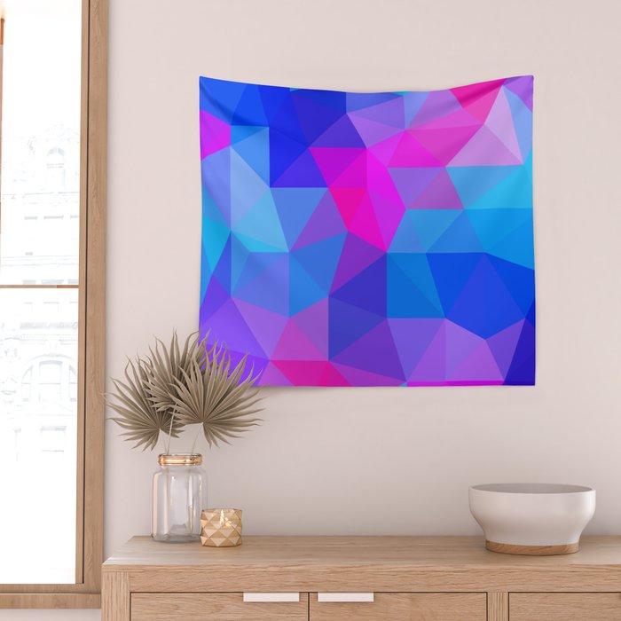 Magenta Blacklight Low Poly Wall Tapestry Gallery Image 2