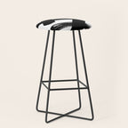 X Black & White Minimalist Abstract Mid century Ink Art Dark Brush Strokes Stool Gallery Image 1