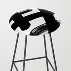 X Black & White Minimalist Abstract Mid century Ink Art Dark Brush Strokes Stool Gallery Image 2
