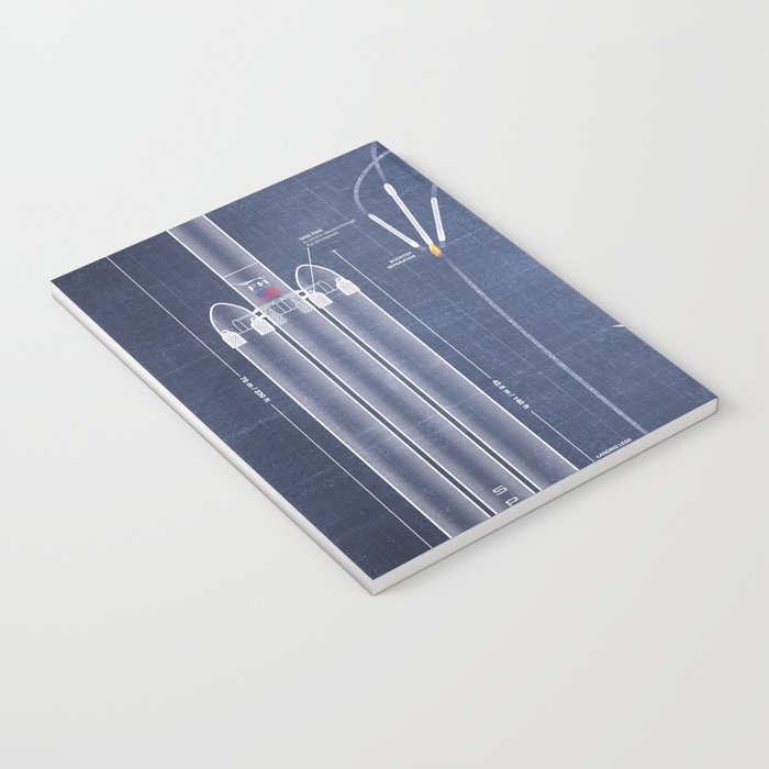 SpaceX Falcon Heavy Spacecraft NASA Rocket Blueprint in High Resolution (dark blue) Notebook Gallery Image 3