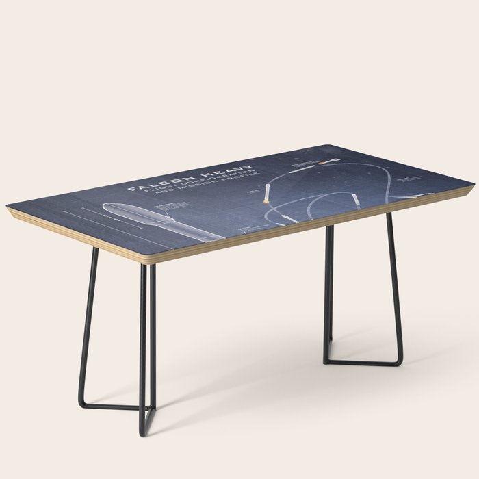 SpaceX Falcon Heavy Spacecraft NASA Rocket Blueprint in High Resolution (dark blue) Coffee Table Gallery Image 1