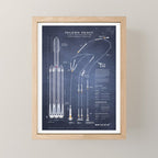 SpaceX Falcon Heavy Spacecraft NASA Rocket Blueprint in High Resolution (dark blue) Mini Art Print Gallery Image 1