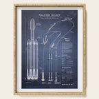 SpaceX Falcon Heavy Spacecraft NASA Rocket Blueprint in High Resolution (dark blue) Serving Tray Gallery Image 1