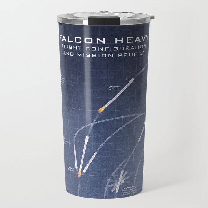 SpaceX Falcon Heavy Spacecraft NASA Rocket Blueprint in High Resolution (dark blue) Travel Mug Gallery Image 1