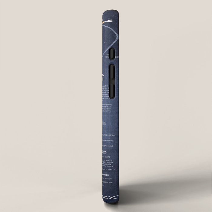 SpaceX Falcon Heavy Spacecraft NASA Rocket Blueprint in High Resolution (dark blue) iPhone Case Gallery Image 2