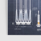 SpaceX Falcon Heavy Spacecraft NASA Rocket Blueprint in High Resolution (dark blue) Poster Gallery Image 3