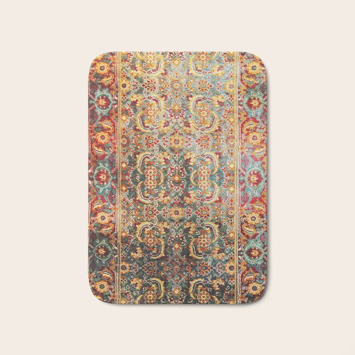 Copper Turquoise Antique Tabriz Rug Print Bath Mat Gallery Image 1