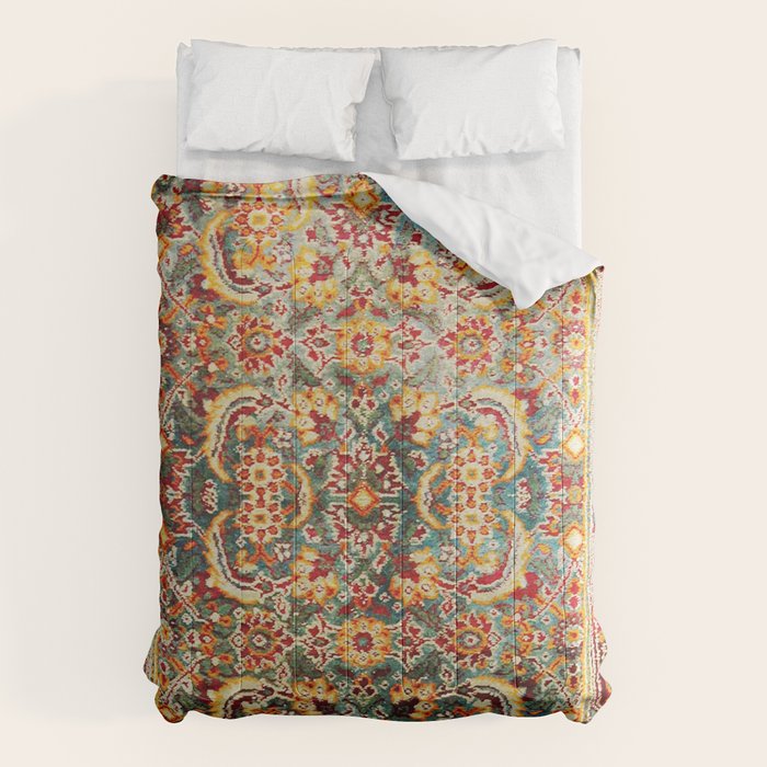 Copper Turquoise Antique Tabriz Rug Print Comforter Gallery Image 6