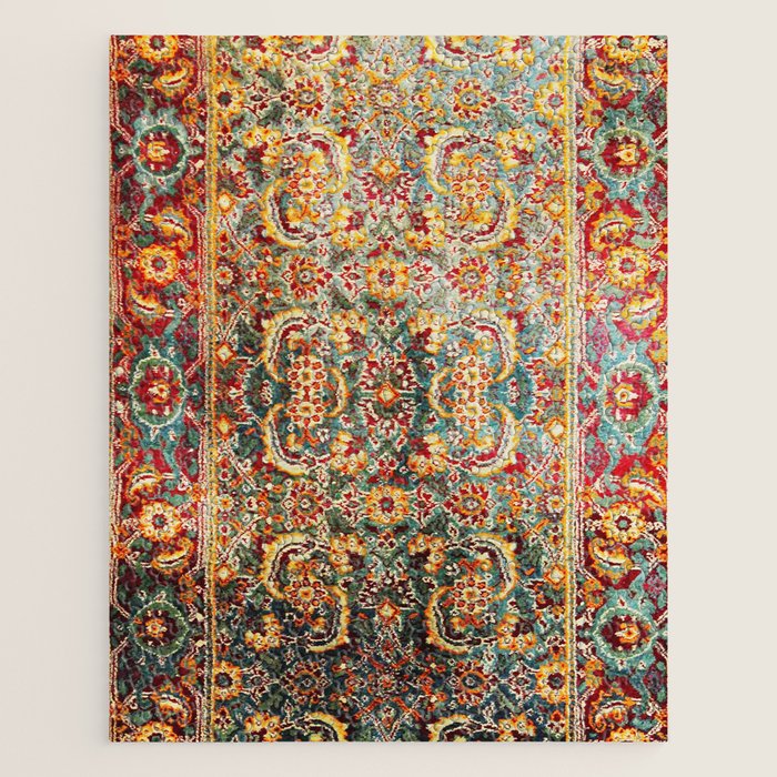 Copper Turquoise Antique Tabriz Rug Print Jigsaw Puzzle Gallery Image 1