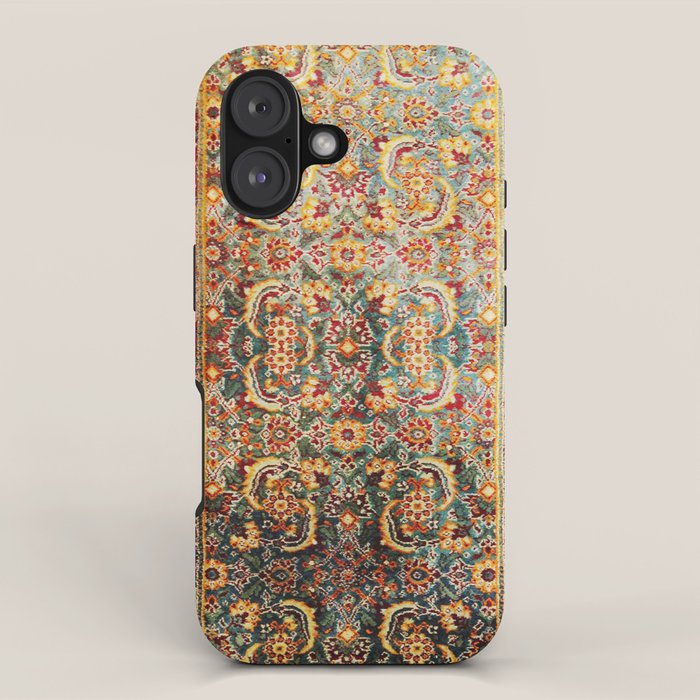 Copper Turquoise Antique Tabriz Rug Print iPhone Case Gallery Image 1
