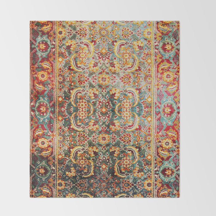 Copper Turquoise Antique Tabriz Rug Print Throw Blanket Gallery Image 2