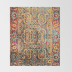 Copper Turquoise Antique Tabriz Rug Print Throw Blanket Gallery Image 2
