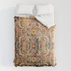 Copper Turquoise Antique Tabriz Rug Print Duvet Cover Gallery Image 6