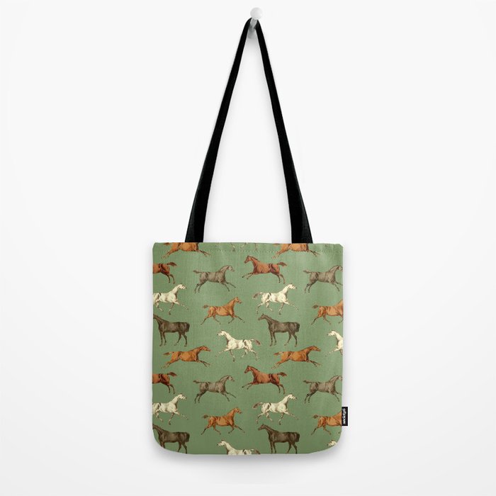 Wild Horses  Sage Green Toile Pattern  Tote Bag Gallery Image 2