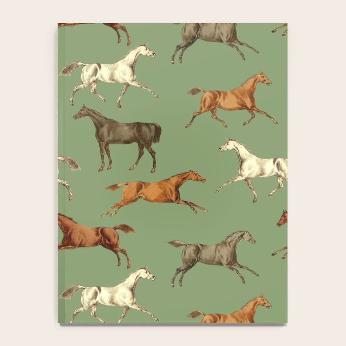 Wild Horses  Sage Green Toile Pattern  Notebook Gallery Image 4