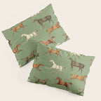 Wild Horses  Sage Green Toile Pattern  Pillow Sham Gallery Image 3