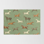 Wild Horses  Sage Green Toile Pattern  Rug Gallery Image 2
