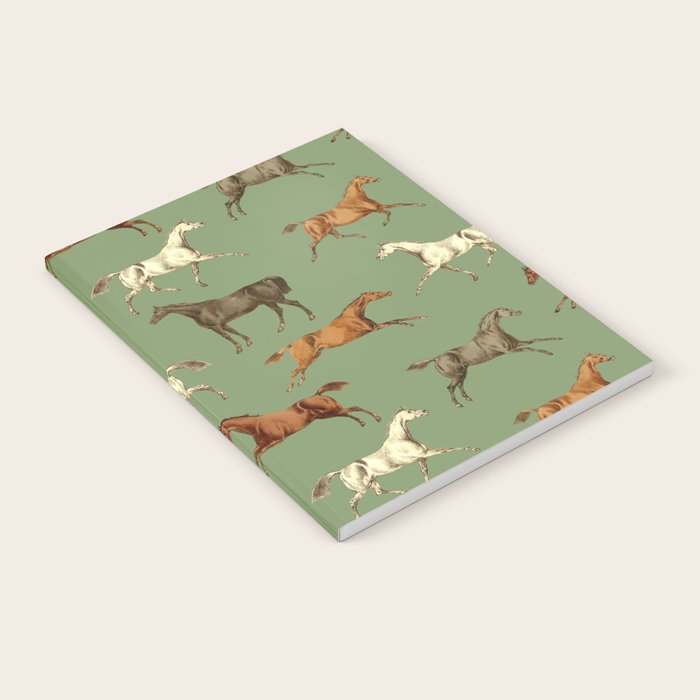 Wild Horses  Sage Green Toile Pattern  Notebook Gallery Image 2