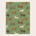 Wild Horses  Sage Green Toile Pattern  Poster Gallery Image 4