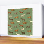 Wild Horses  Sage Green Toile Pattern  Wall Mural Gallery Image 2