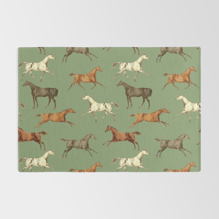 Wild Horses  Sage Green Toile Pattern  Rug Gallery Image 2