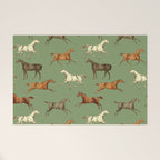 Wild Horses  Sage Green Toile Pattern  Welcome Mat Gallery Image 1
