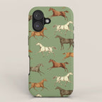 Wild Horses  Sage Green Toile Pattern  iPhone Case Gallery Image 1