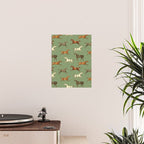 Wild Horses  Sage Green Toile Pattern  Poster Gallery Image 2