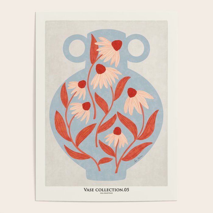Blue Vase of Daisies Collection Poster Gallery Image 4