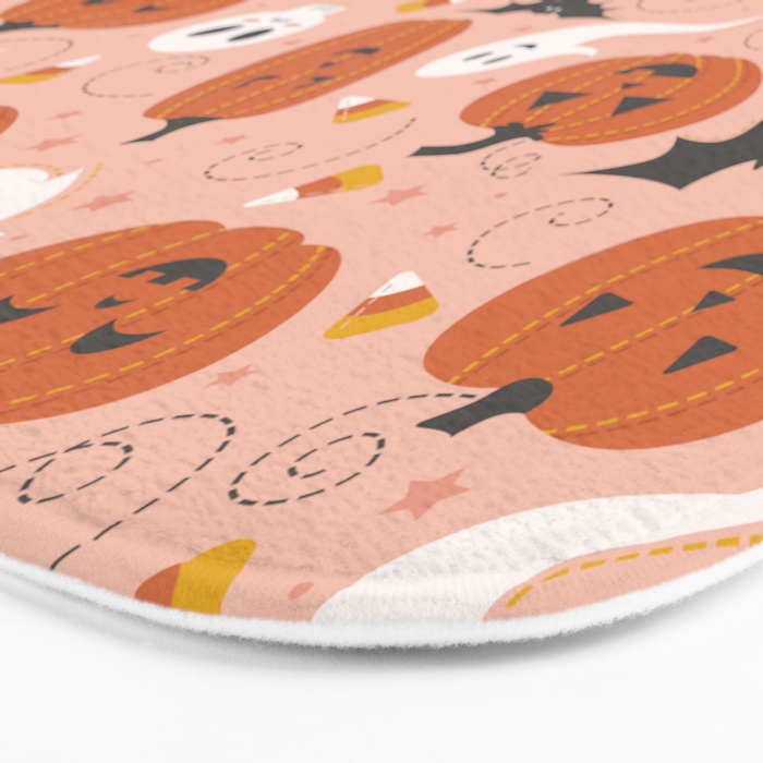 Pumpkin Party on Blush Pink Bath Mat Gallery Image 3