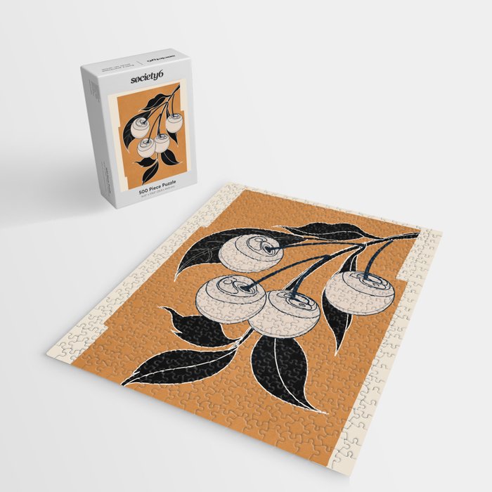 Minimalist Cherry Fruit Line Art 5 Jigsaw Puzzle Gallery Image 2