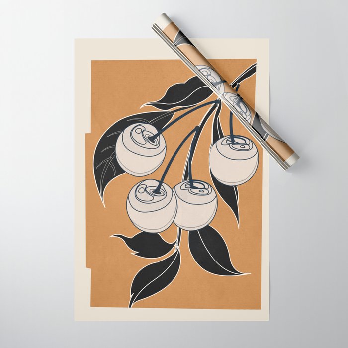Minimalist Cherry Fruit Line Art 5 Wrapping Paper Gallery Image 1