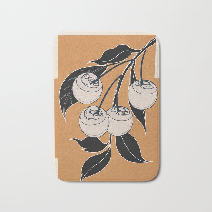 Minimalist Cherry Fruit Line Art 5 Bath Mat Gallery Image 1