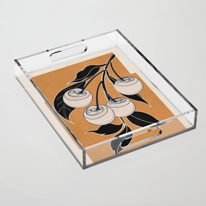 Minimalist Cherry Fruit Line Art 5 Acrylic Tray Gallery Image 1