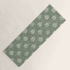 block print palm on sage Yoga Mat Gallery Image 1