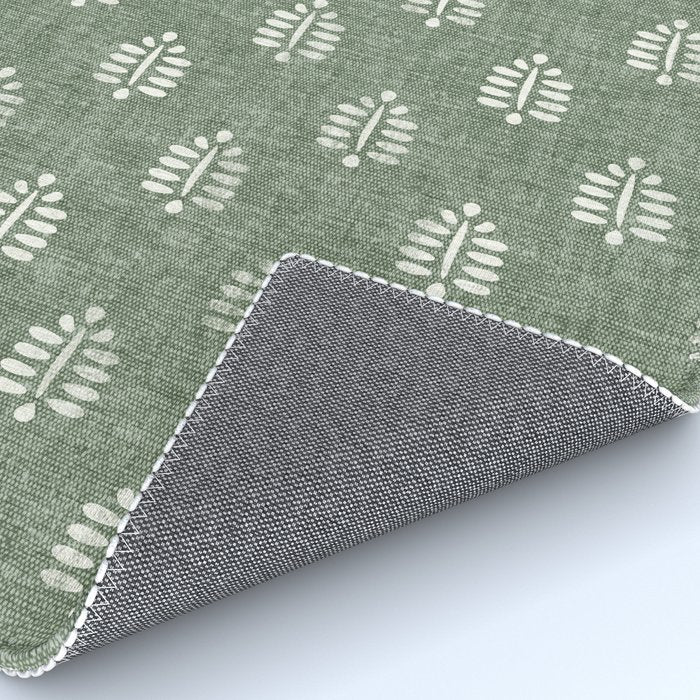 block print palm on sage Rug Gallery Image 4