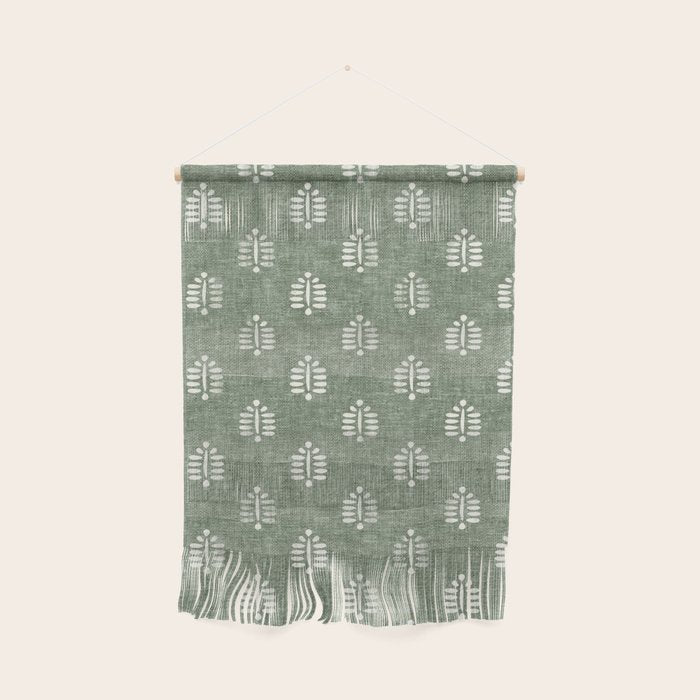 block print palm on sage Wall Hanging Gallery Image 1