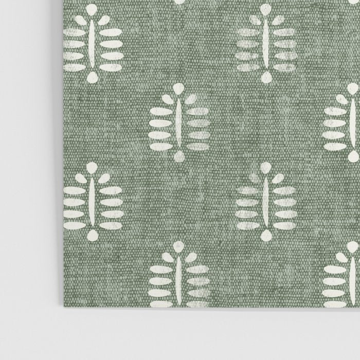 block print palm on sage Poster Gallery Image 3